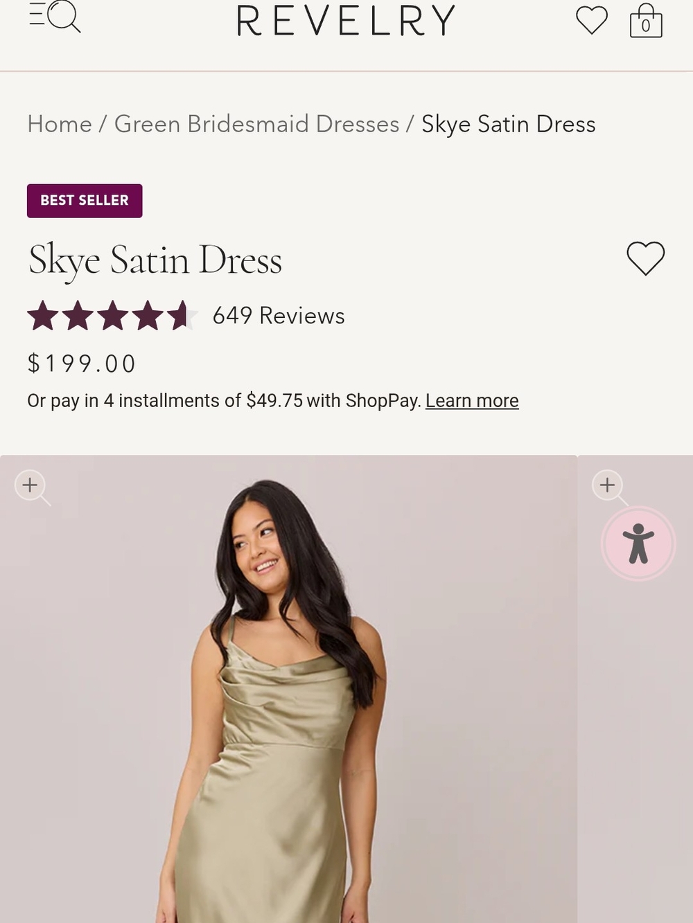 Revelry Skye Satin Bridesmaid Dress in Silver Sage